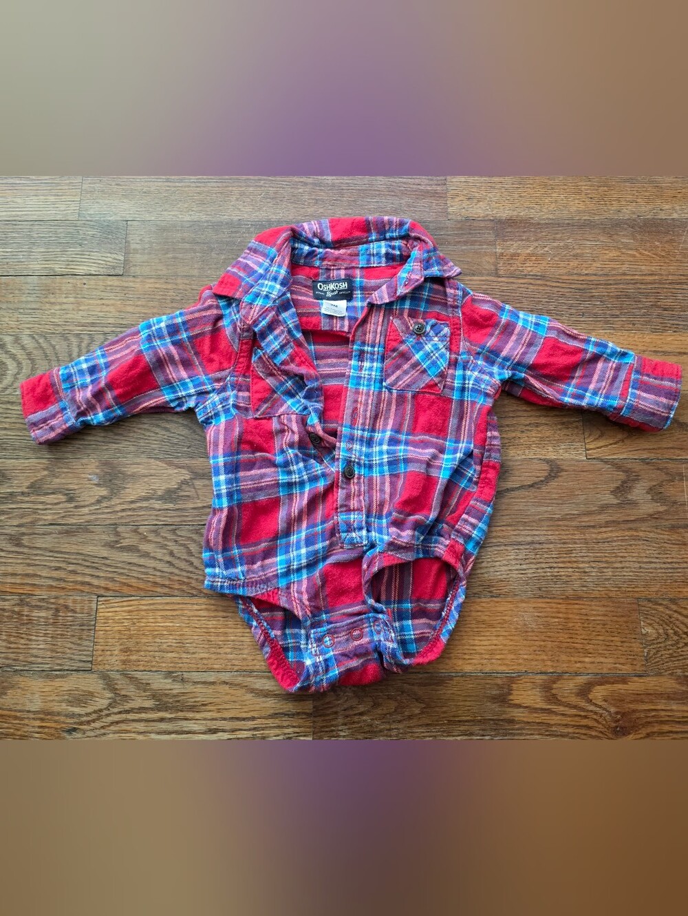 OshKosh B'gosh Red and Blue Plaid Baby One-Piece Bodysuit